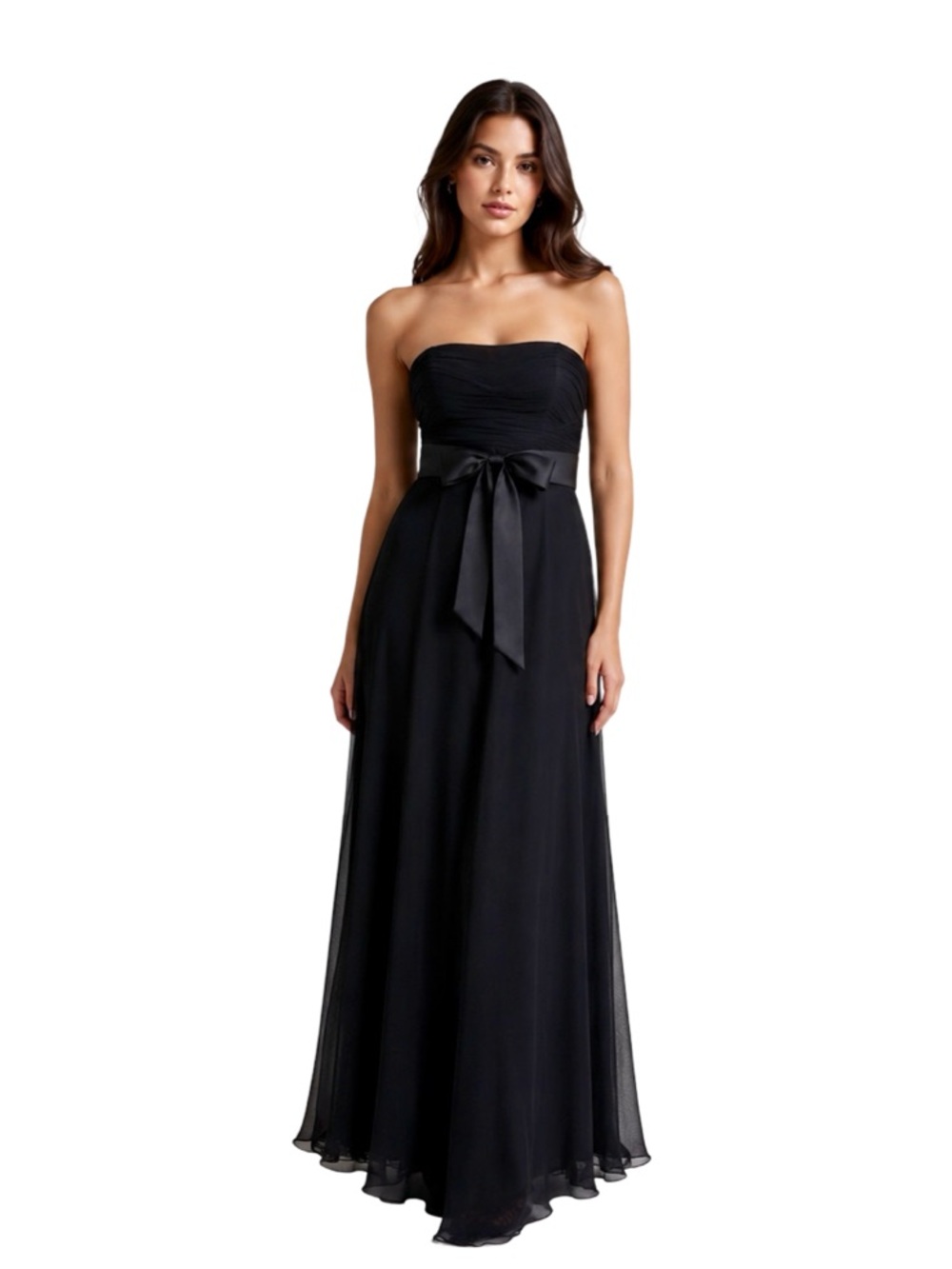 Vera Wang Maids Black Strapless Full Length Tulle Gown Size 4